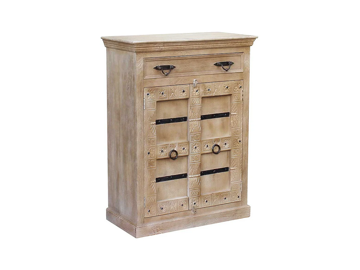 Garderobenschrank aus Mangobaum Massivholz Shabby Chic Stil