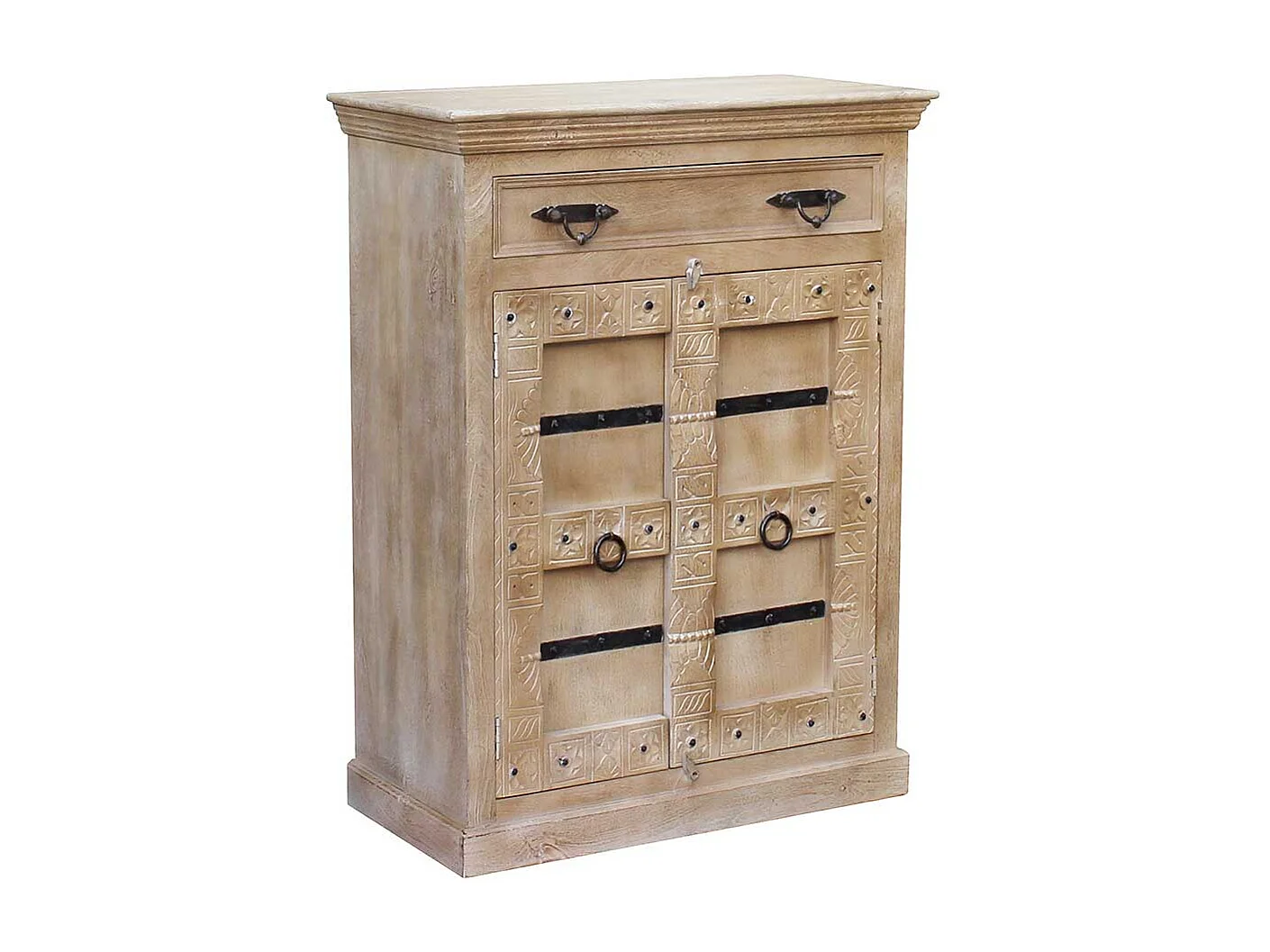 Garderobenschrank aus Mangobaum Massivholz Shabby Chic Stil