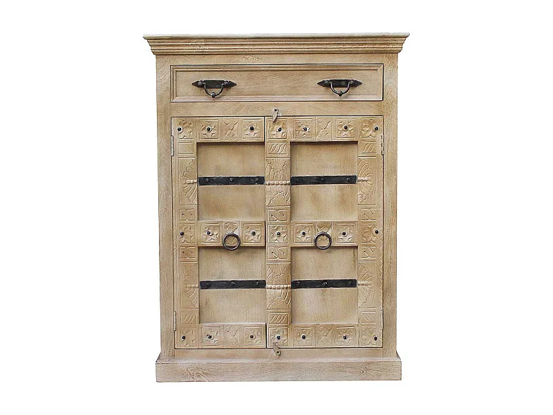 Garderobenschrank aus Mangobaum Massivholz Shabby Chic Stil