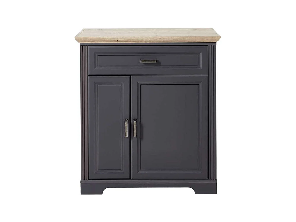 Garderoben Schuhschrank in Dunkelgrau und Eichefarben Landhausstil