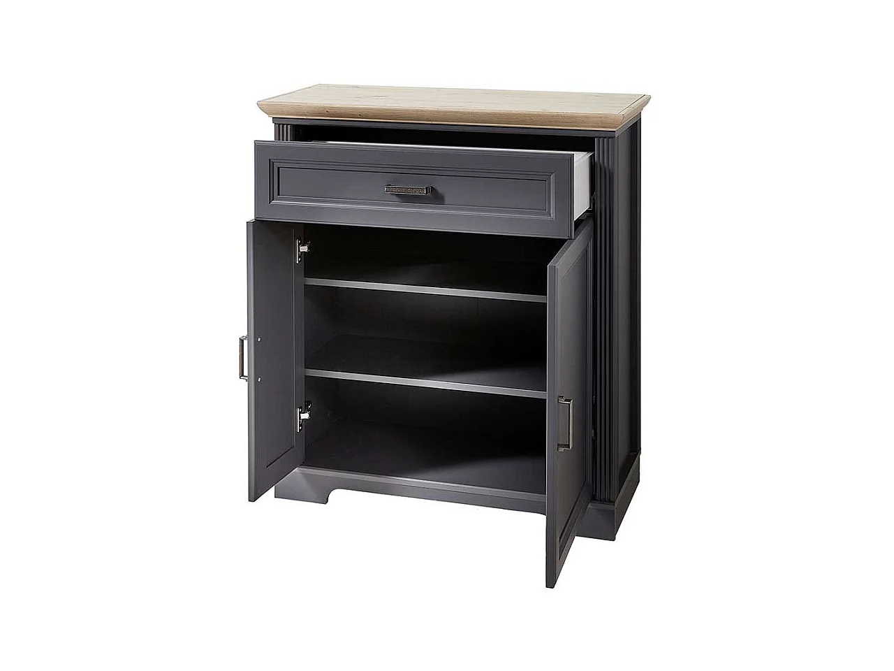 Garderoben Schuhschrank in Dunkelgrau und Eichefarben Landhausstil