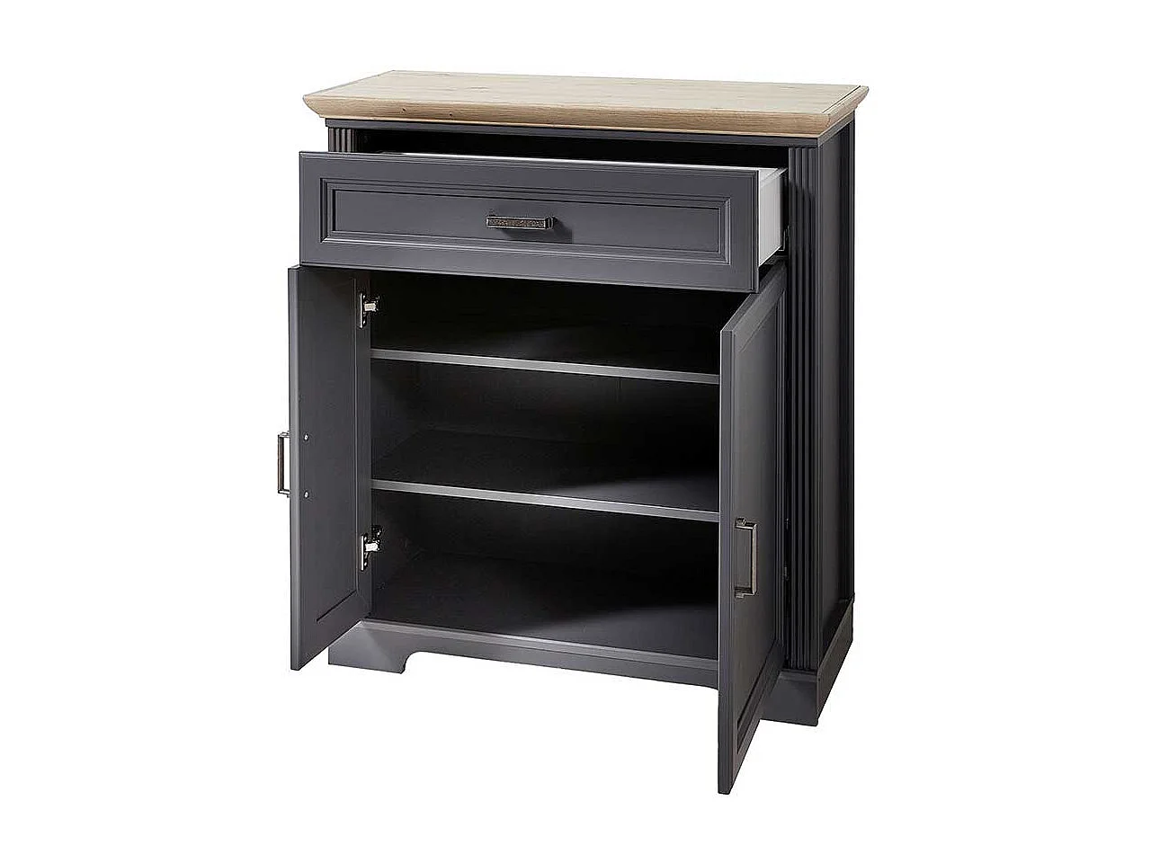 Garderoben Schuhschrank in Dunkelgrau und Eichefarben Landhausstil