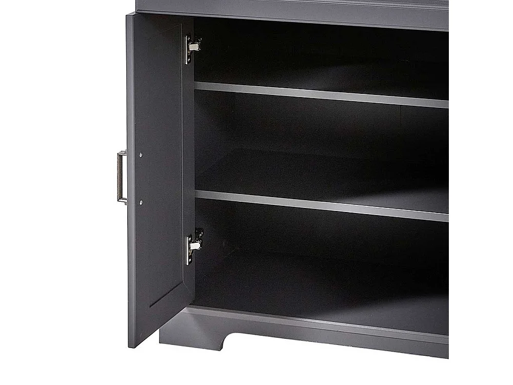 Garderoben Schuhschrank in Dunkelgrau und Eichefarben Landhausstil