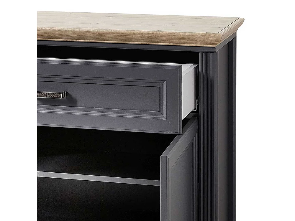 Garderoben Schuhschrank in Dunkelgrau und Eichefarben Landhausstil