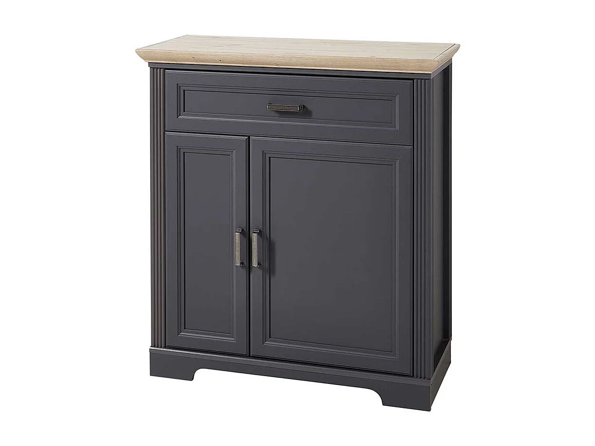 Garderoben Schuhschrank in Dunkelgrau und Eichefarben Landhausstil