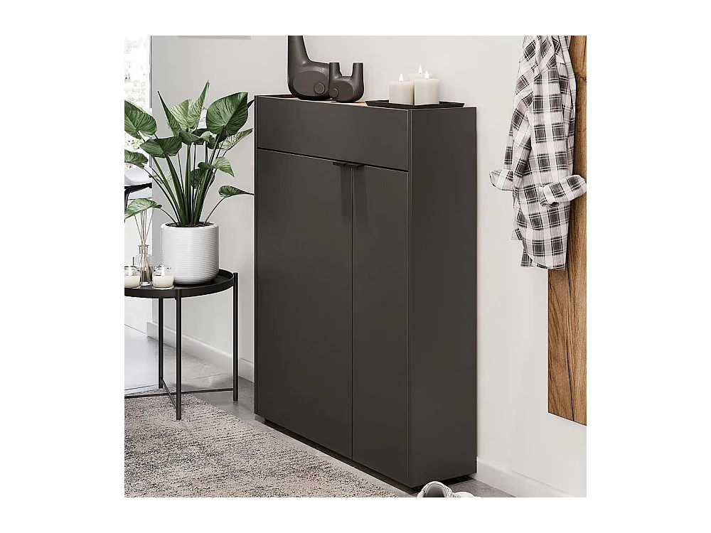 Schuhschrank Schuh Schrank in Dunkelgrau und Wildeichefarben