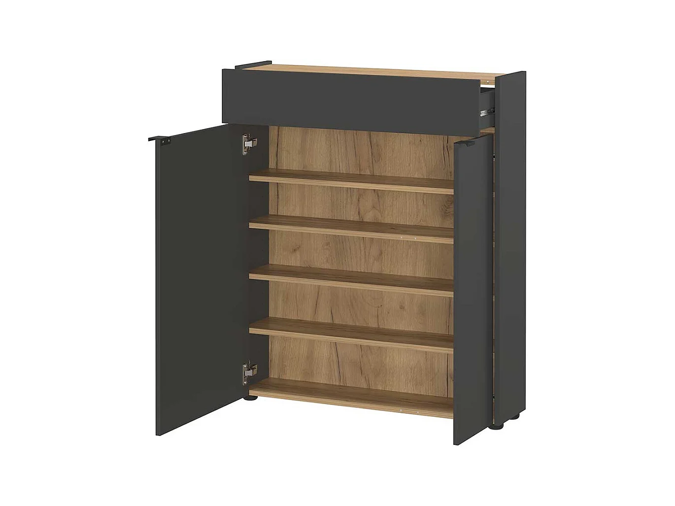 Schuhschrank Schuh Schrank in Dunkelgrau und Wildeichefarben