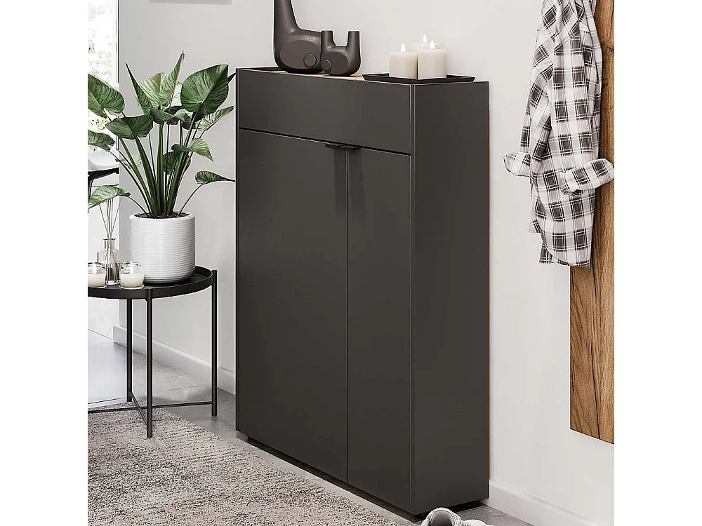 Schuhschrank Schuh Schrank in Dunkelgrau und Wildeichefarben