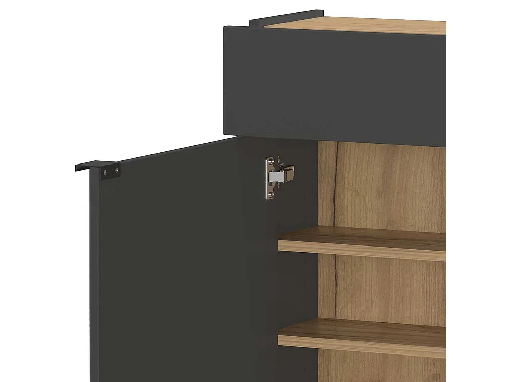 Schuhschrank Schuh Schrank in Dunkelgrau und Wildeichefarben