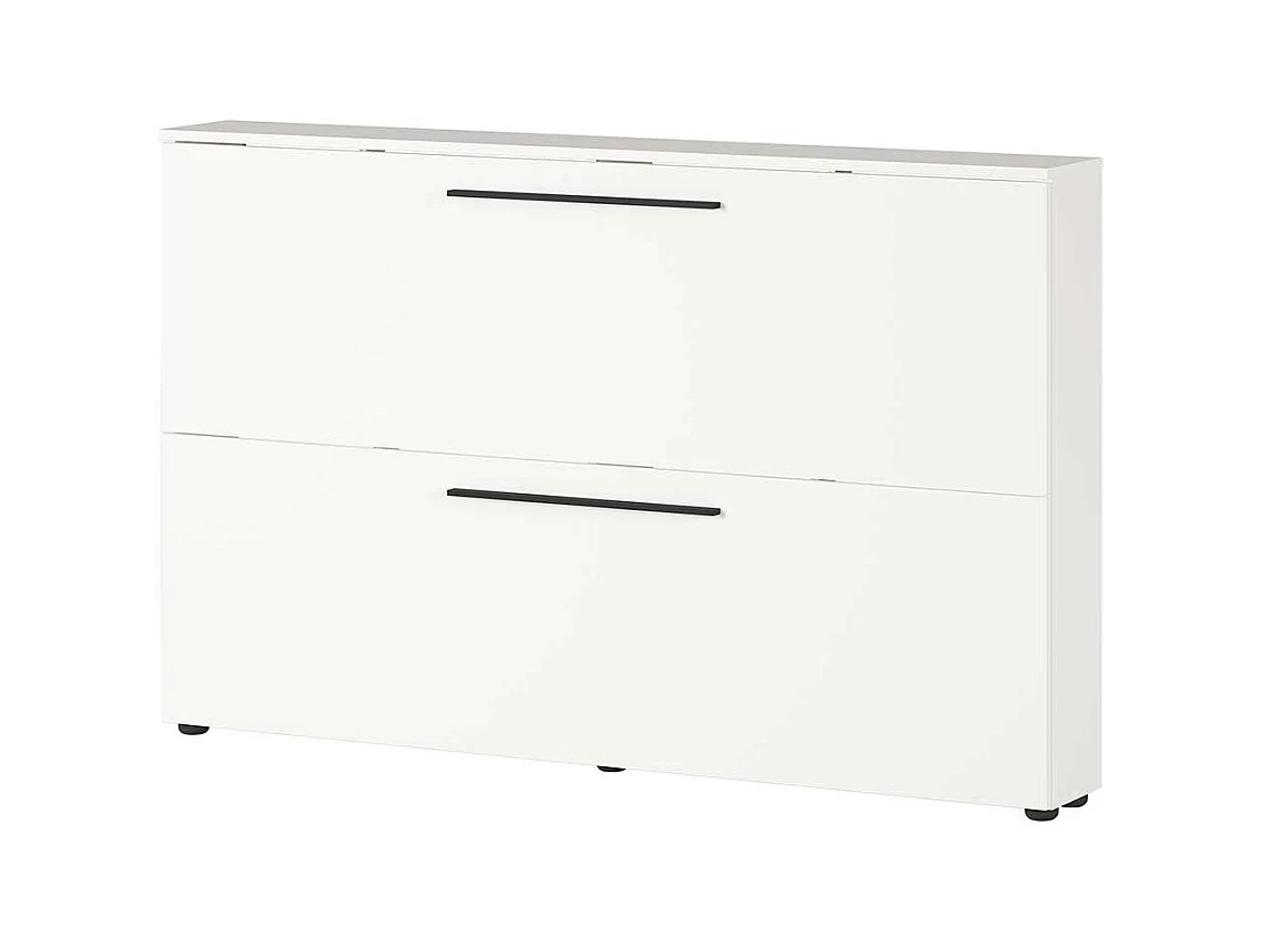 Garderoben Schuhschrank in Weiß melaminbeschichtet Schuhkörben aus Metall