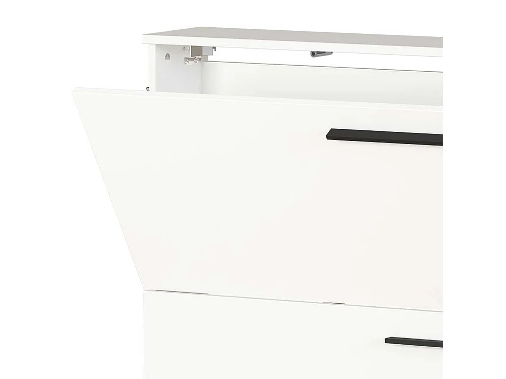 Garderoben Schuhschrank in Weiß melaminbeschichtet Schuhkörben aus Metall