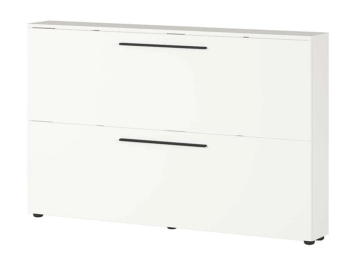 Garderoben Schuhschrank in Weiß melaminbeschichtet Schuhkörben aus Metall