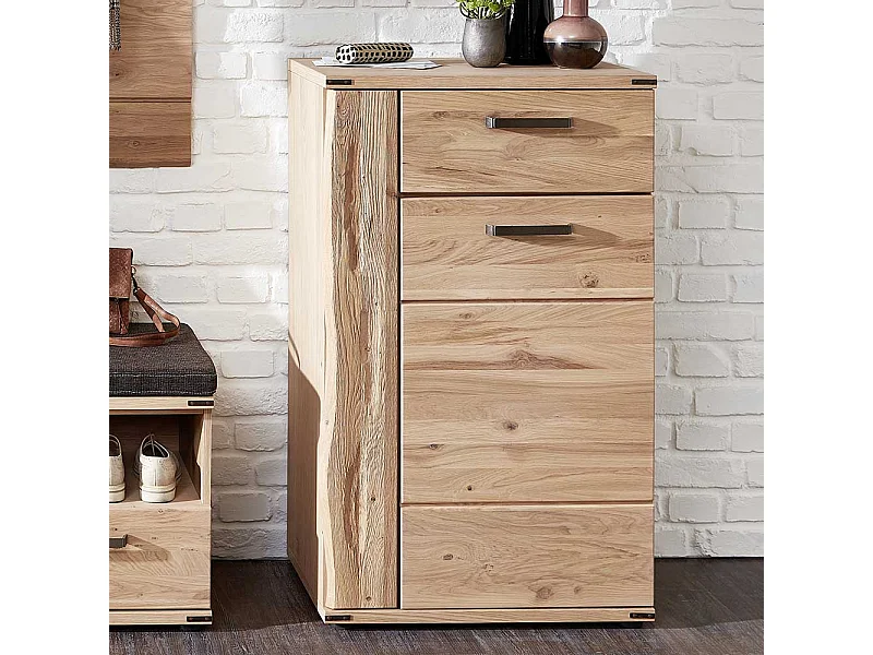 Garderobenschuhschrank mit Wildeiche furniert 65 cm breit