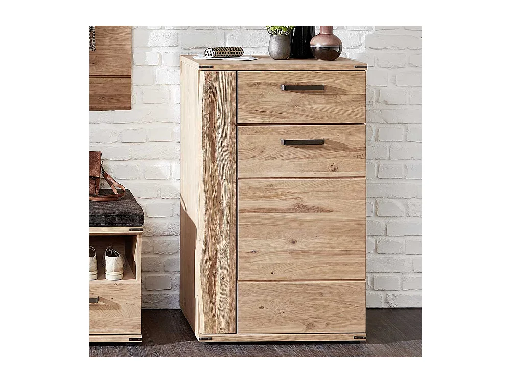 Garderobenschuhschrank mit Wildeiche furniert 65 cm breit