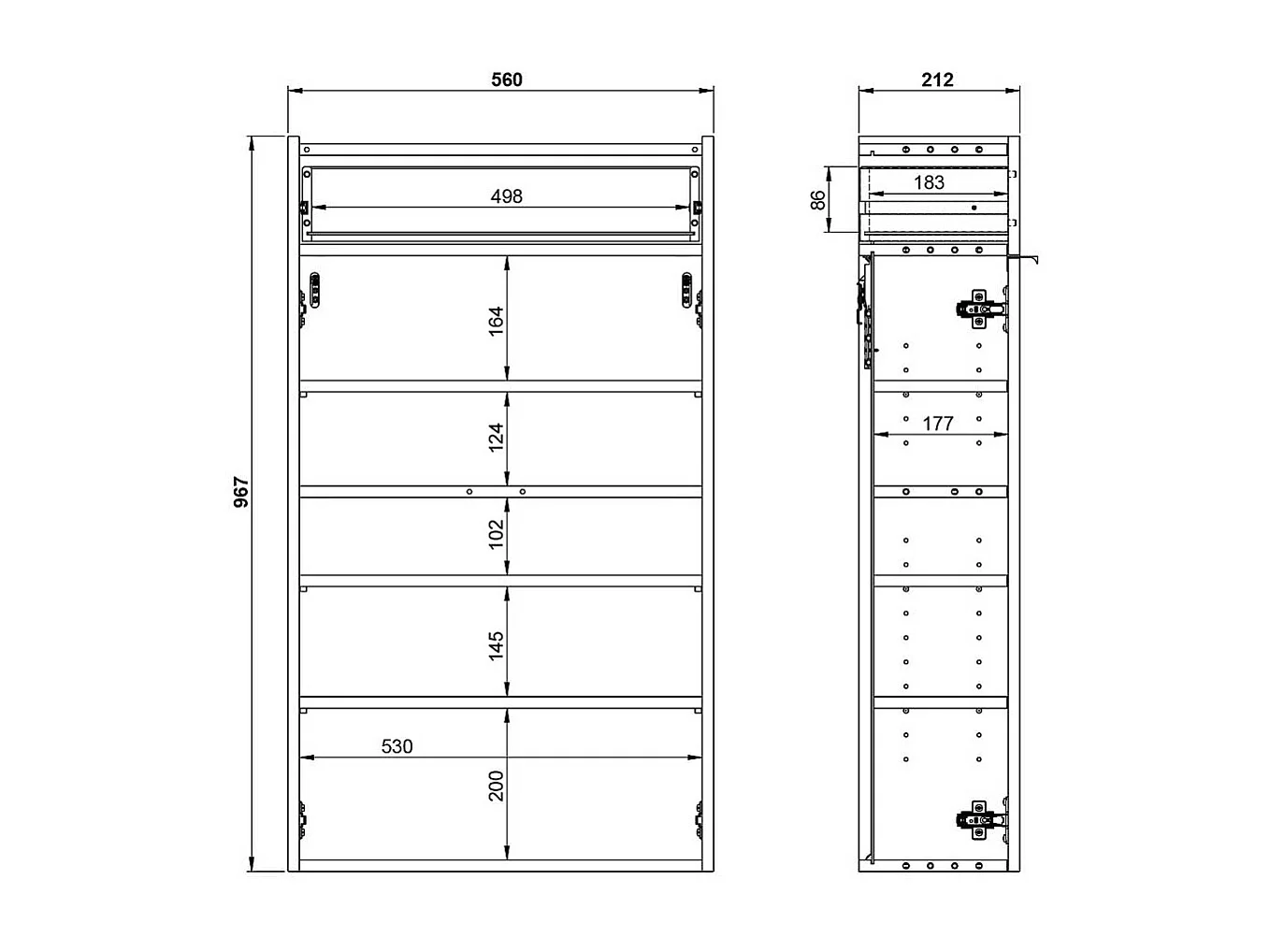 Schuhschrank Schuh Schrank mit Metallgriffen und Drehtüren