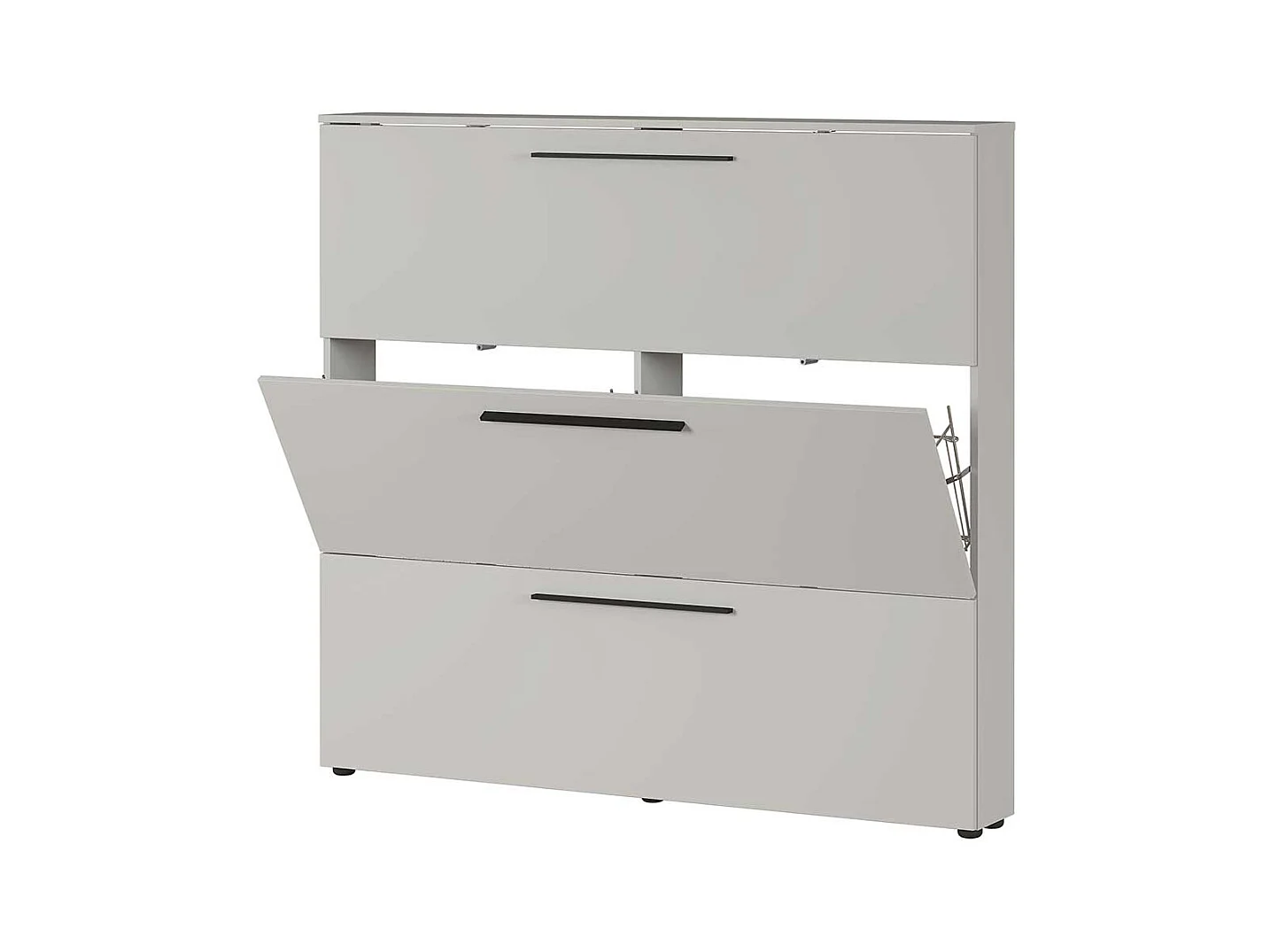 Schuhklappenschrank in Hellgrau Schuhkörben aus Metall