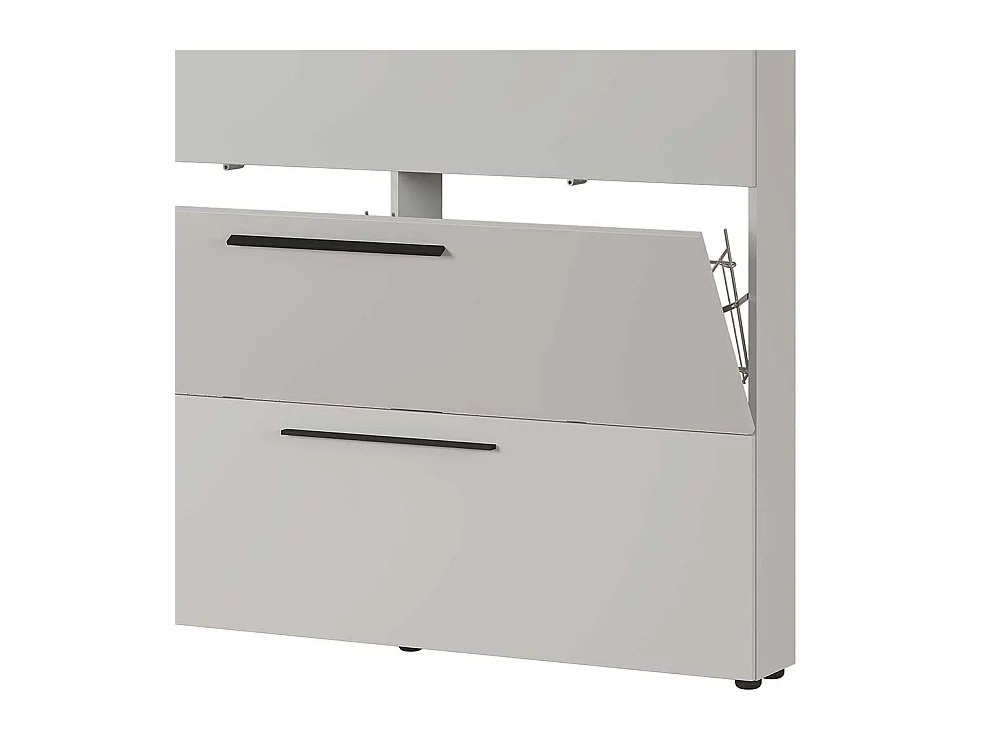 Schuhklappenschrank in Hellgrau Schuhkörben aus Metall