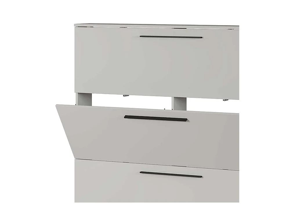 Schuhklappenschrank in Hellgrau Schuhkörben aus Metall