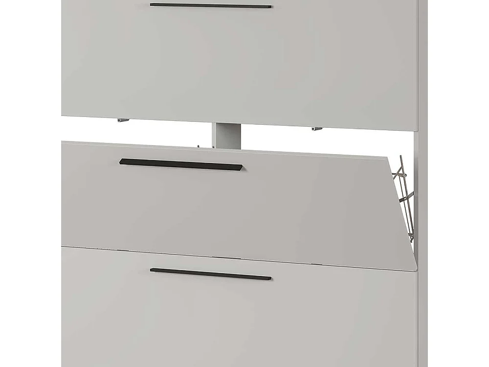 Schuhklappenschrank in Hellgrau Schuhkörben aus Metall