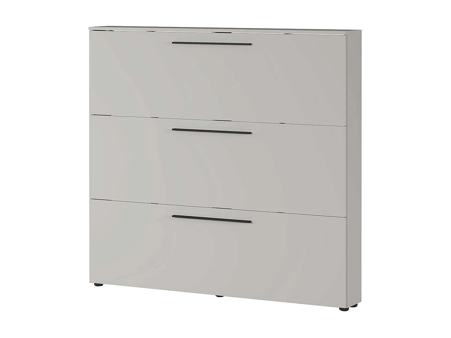 Schuhklappenschrank in Hellgrau Schuhkörben aus Metall