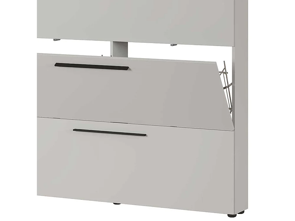 Schuhklappenschrank in Hellgrau Schuhkörben aus Metall