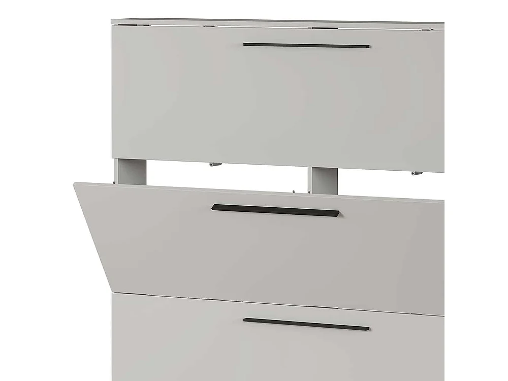 Schuhklappenschrank in Hellgrau Schuhkörben aus Metall