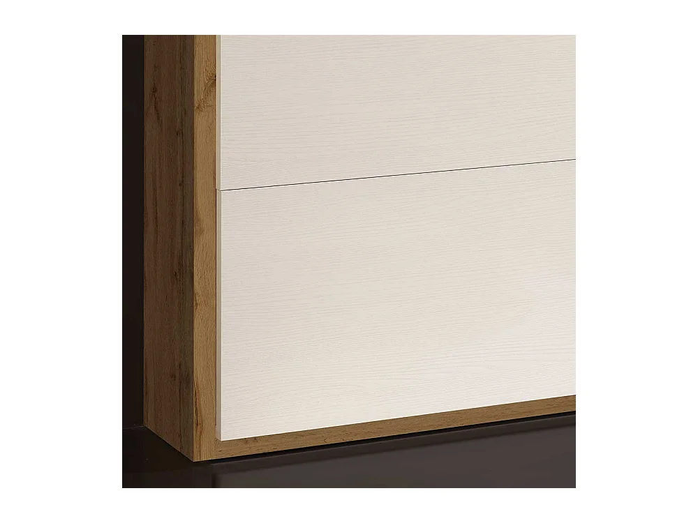 Garderobenschuhschrank in Weiß und Wildeiche Optik zwei Klappen