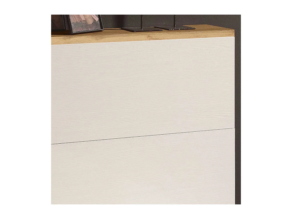 Garderobenschuhschrank in Weiß und Wildeiche Optik zwei Klappen