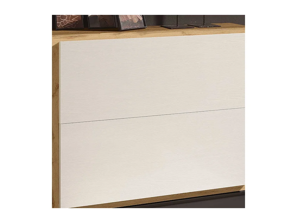 Garderobenschuhschrank in Weiß und Wildeiche Optik zwei Klappen