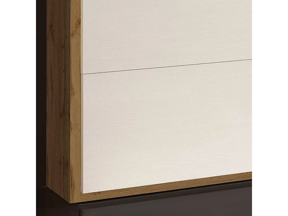 Garderobenschuhschrank in Weiß und Wildeiche Optik zwei Klappen