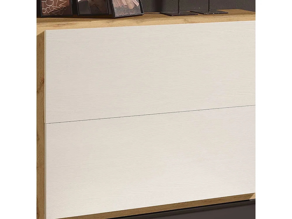 Garderobenschuhschrank in Weiß und Wildeiche Optik zwei Klappen