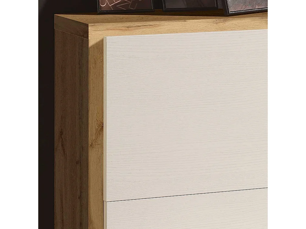 Garderobenschuhschrank in Weiß und Wildeiche Optik zwei Klappen