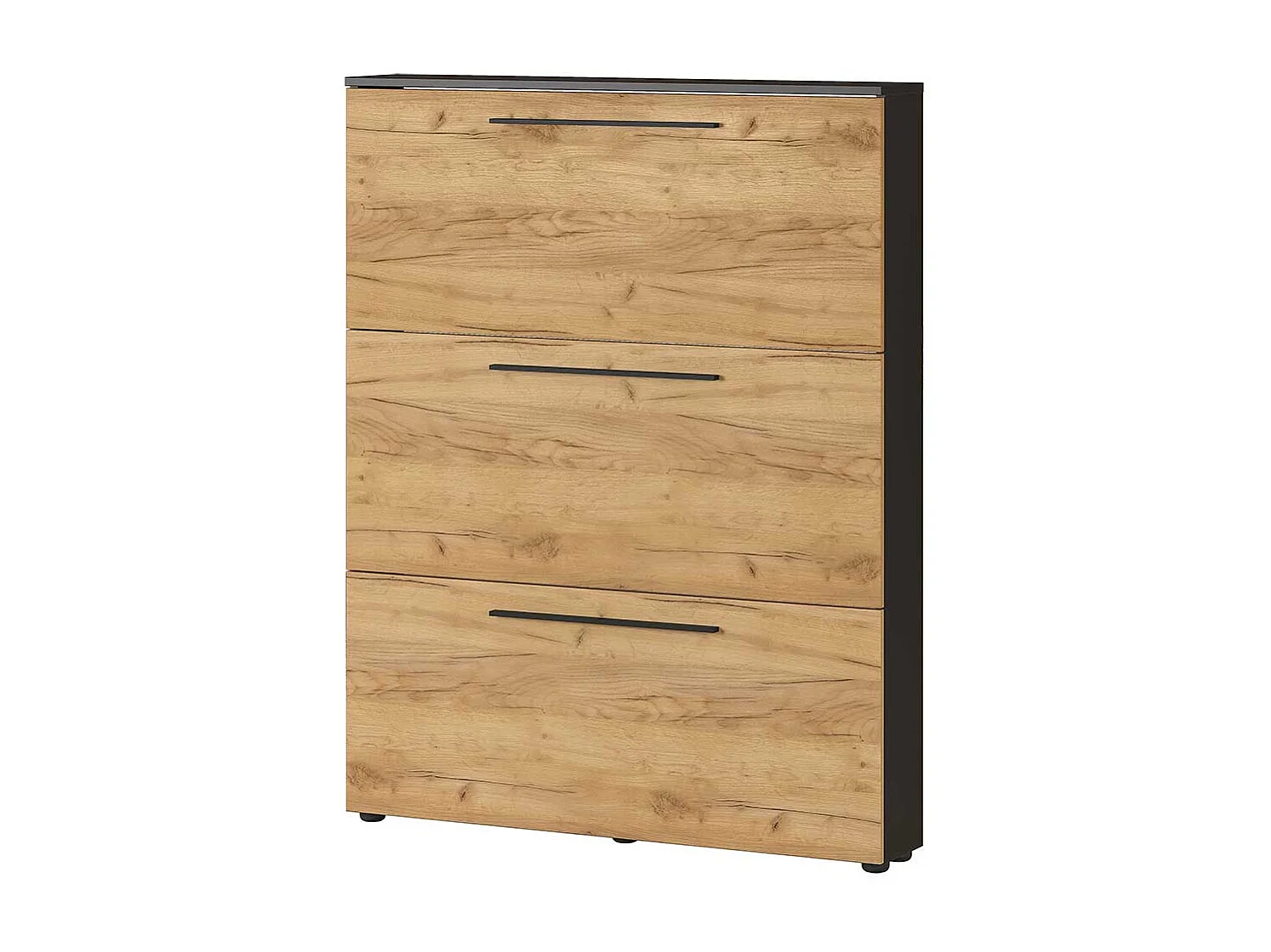 Garderobenschuhschrank mit drei Schuhklappen Schuhkörben aus Metall