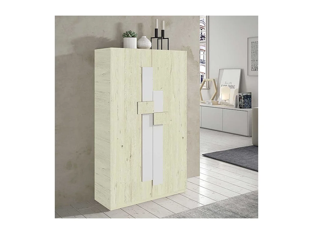 Garderobenschuhschrank in Creme Weiß 2-türig