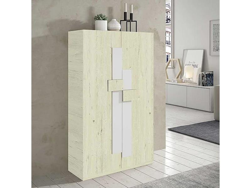 Garderobenschuhschrank in Creme Weiß 2-türig
