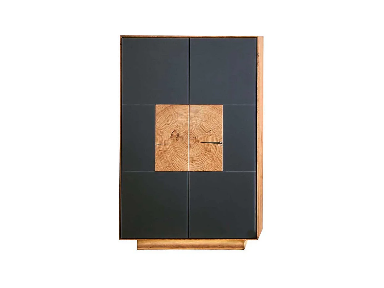 Garderobenschuhschrank in Anthrazit und Wildeiche massiv Made in Germany