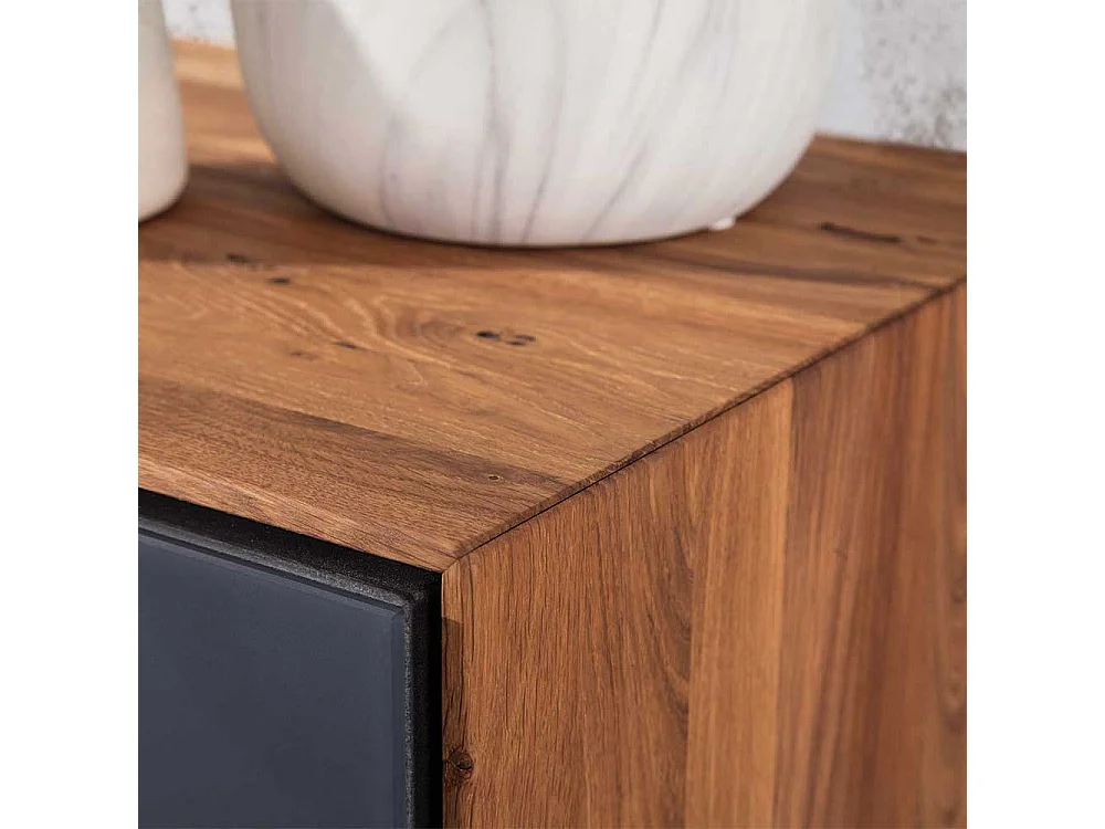 Garderobenschuhschrank in Anthrazit und Wildeiche massiv Made in Germany