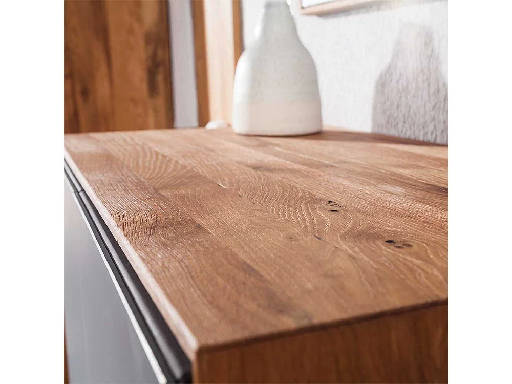 Garderobenschuhschrank in Anthrazit und Wildeiche massiv Made in Germany