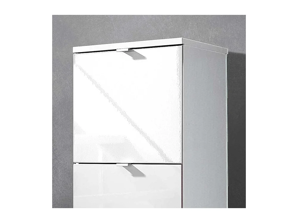 Schuhschrank mit 3 Klappen Weiß Hochglanz