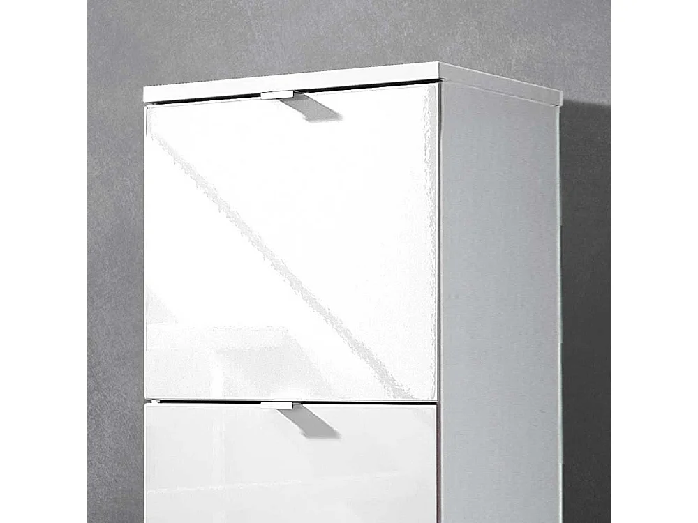 Schuhschrank mit 3 Klappen Weiß Hochglanz