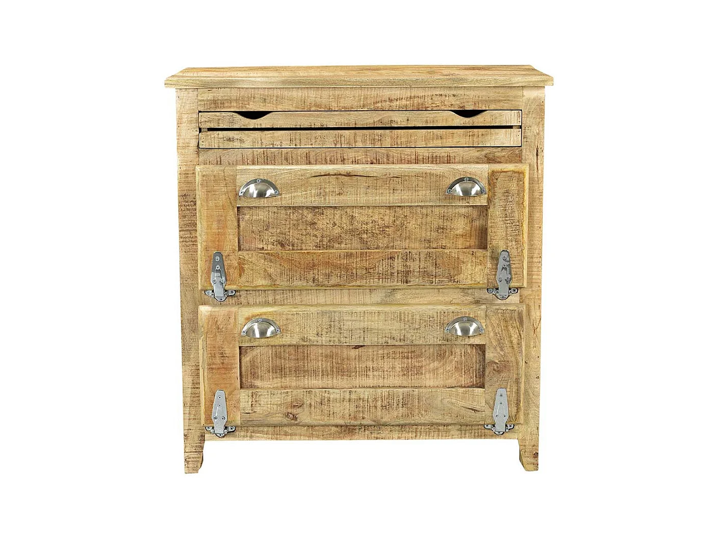 Shabby Chic Schuhschrank aus Mangobaum Massivholz zwei Klappen