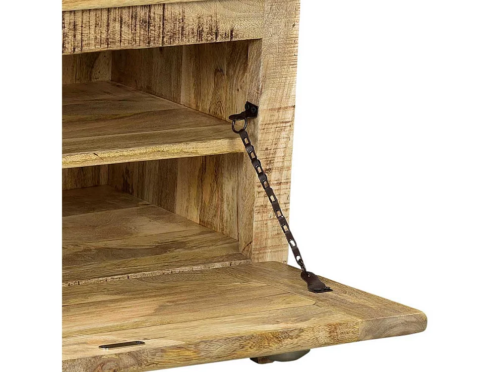 Shabby Chic Schuhschrank aus Mangobaum Massivholz zwei Klappen