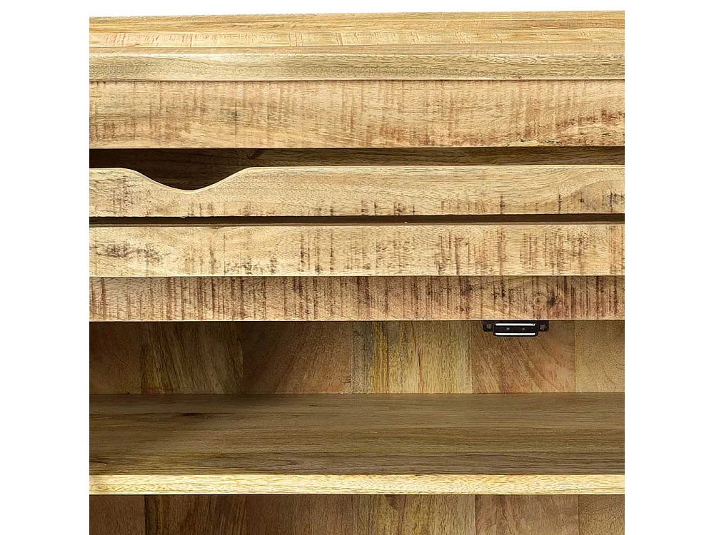 Shabby Chic Schuhschrank aus Mangobaum Massivholz zwei Klappen