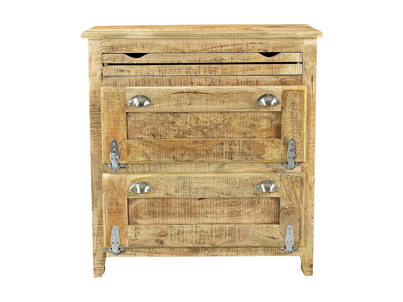 Shabby Chic Schuhschrank aus Mangobaum Massivholz zwei Klappen