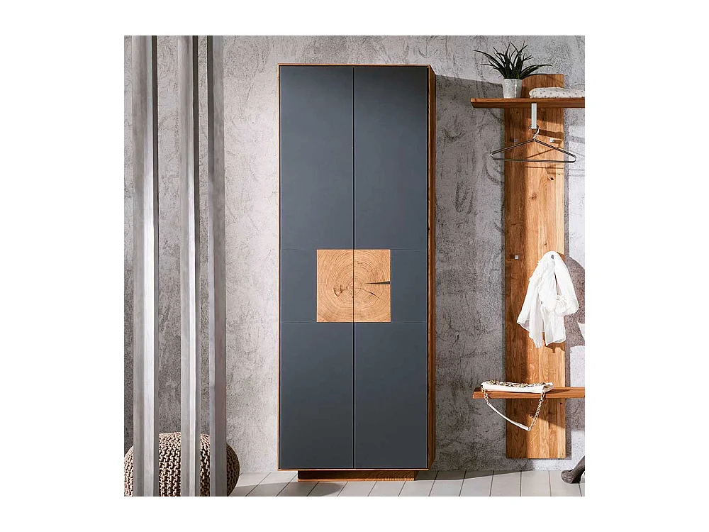 Schuh Schrank in Anthrazit und Wildeiche massiv Made in Germany