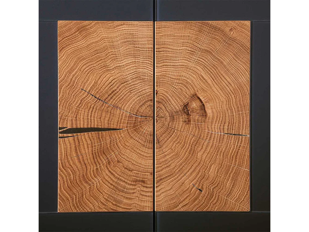 Schuh Schrank in Anthrazit und Wildeiche massiv Made in Germany