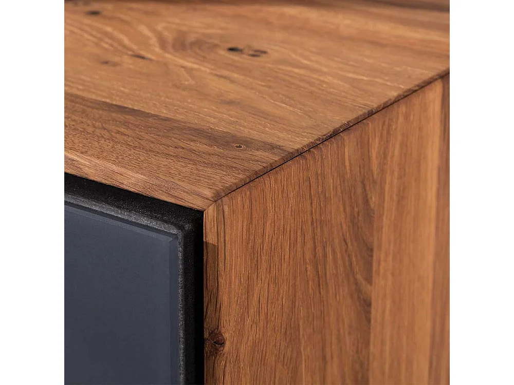 Schuh Schrank in Anthrazit und Wildeiche massiv Made in Germany