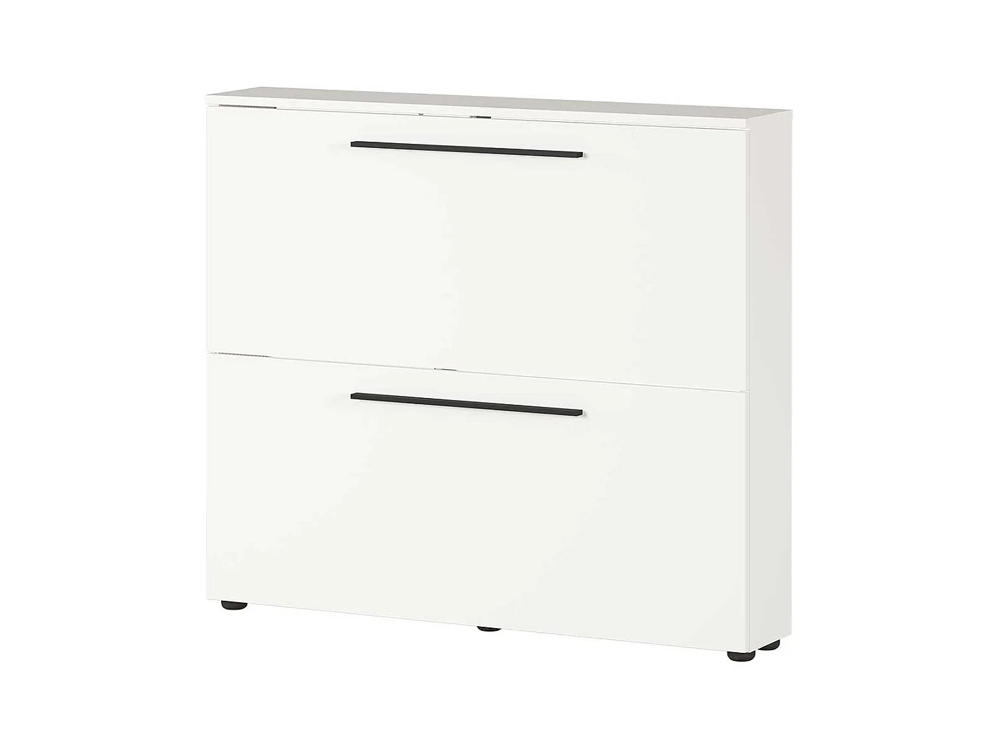 Garderobenschuhschrank in Weiß melaminbeschichtet Metallgriffen