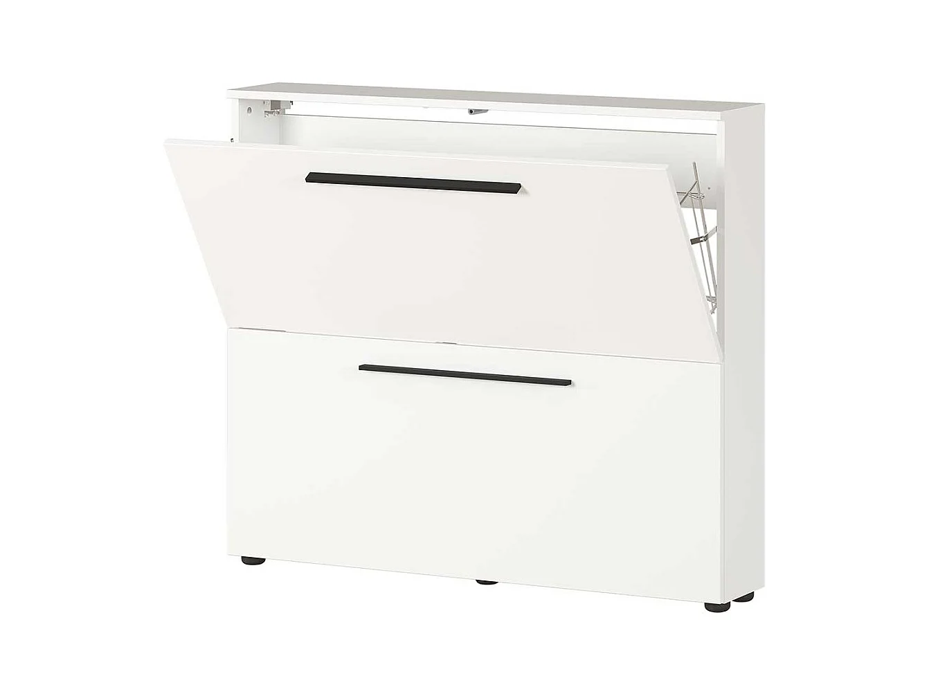 Garderobenschuhschrank in Weiß melaminbeschichtet Metallgriffen