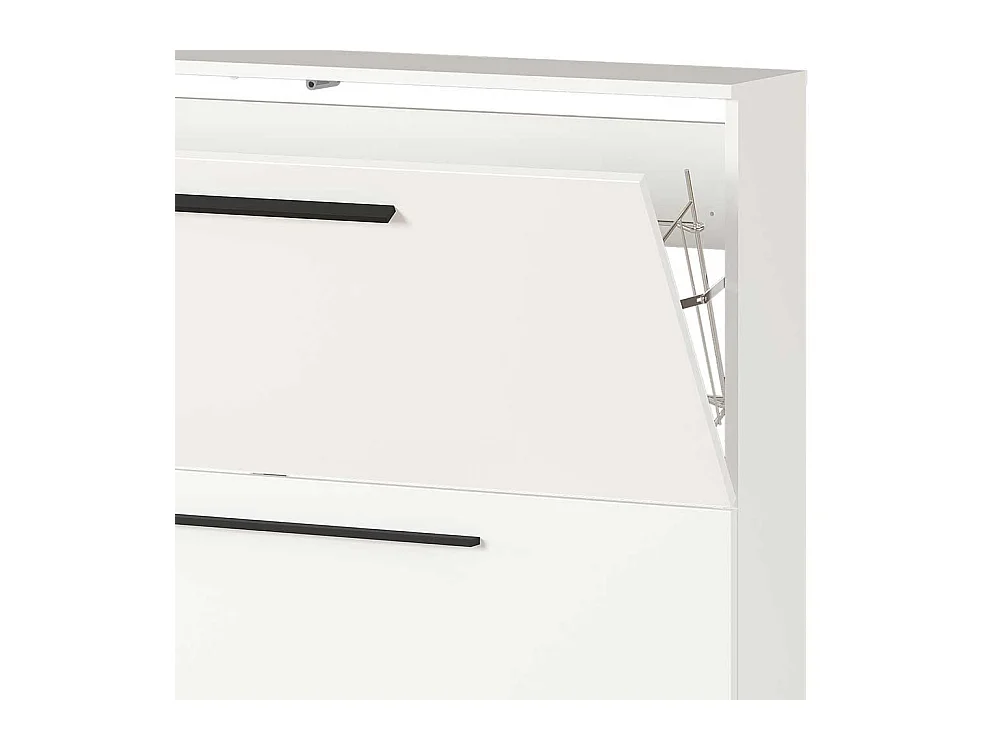 Garderobenschuhschrank in Weiß melaminbeschichtet Metallgriffen